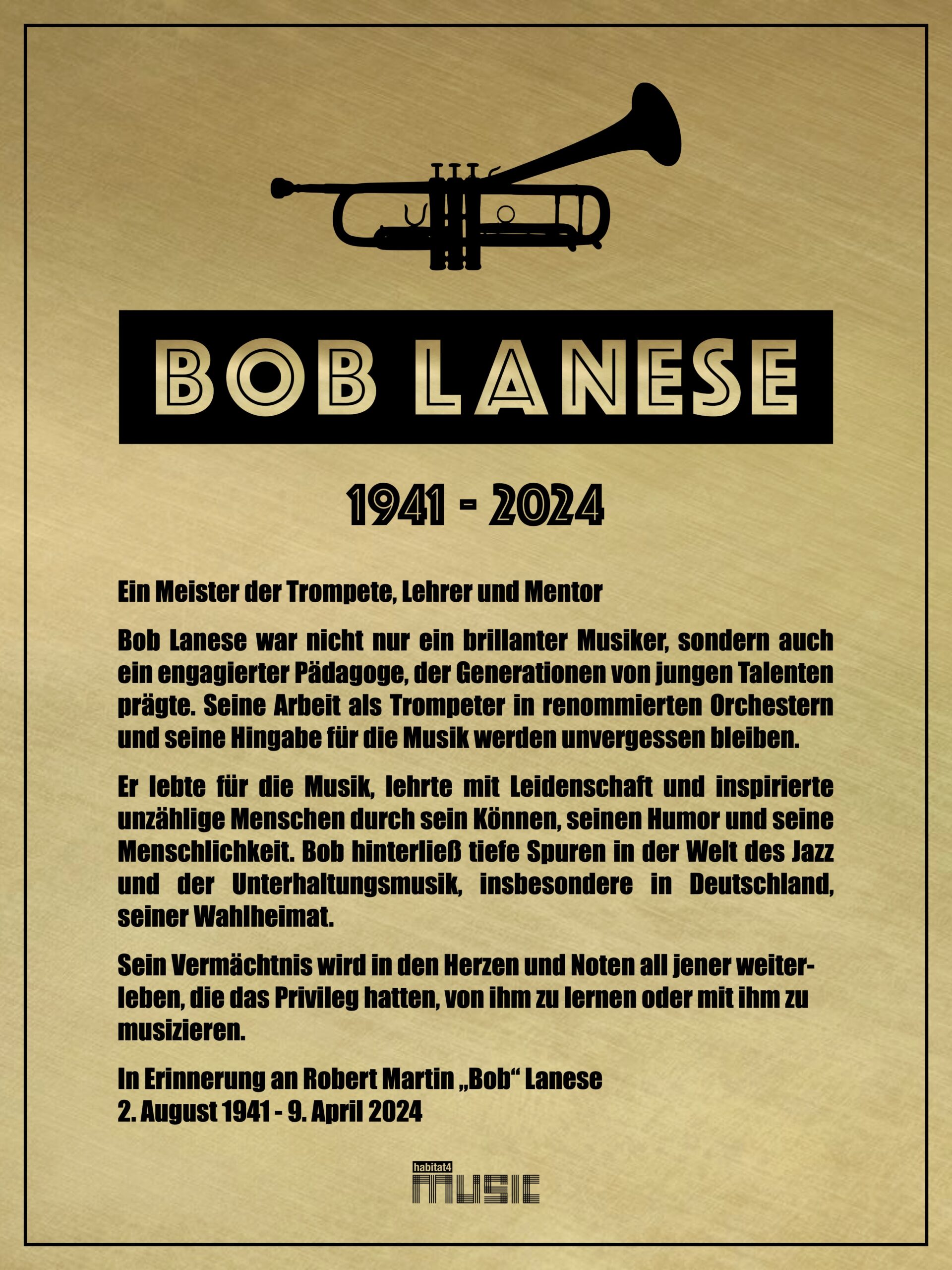 habitat4music - Gedenktafel - Bob Lanese